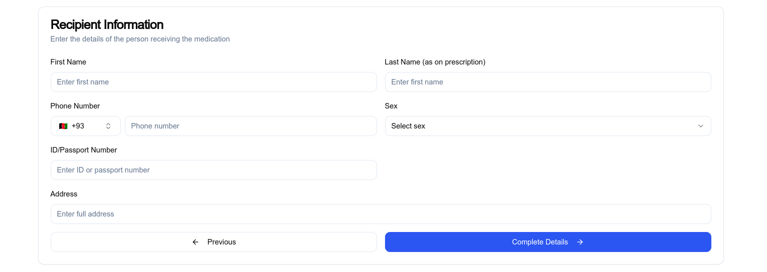 Enter Recipient Details